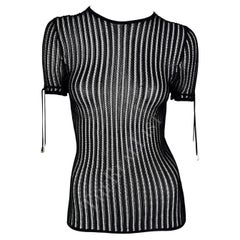NWT Mid 2000s Versace by Donatella Black Knit Sheer Shirt