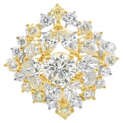 NEU Mixed Fancy Cut 3,91 Karat Diamantring, runder Mittelstein, 18k Gold