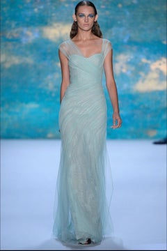 NWT Monique Lhuillier Runway Spring 2013 Size 4 Emerald Green Lace Gown Dress