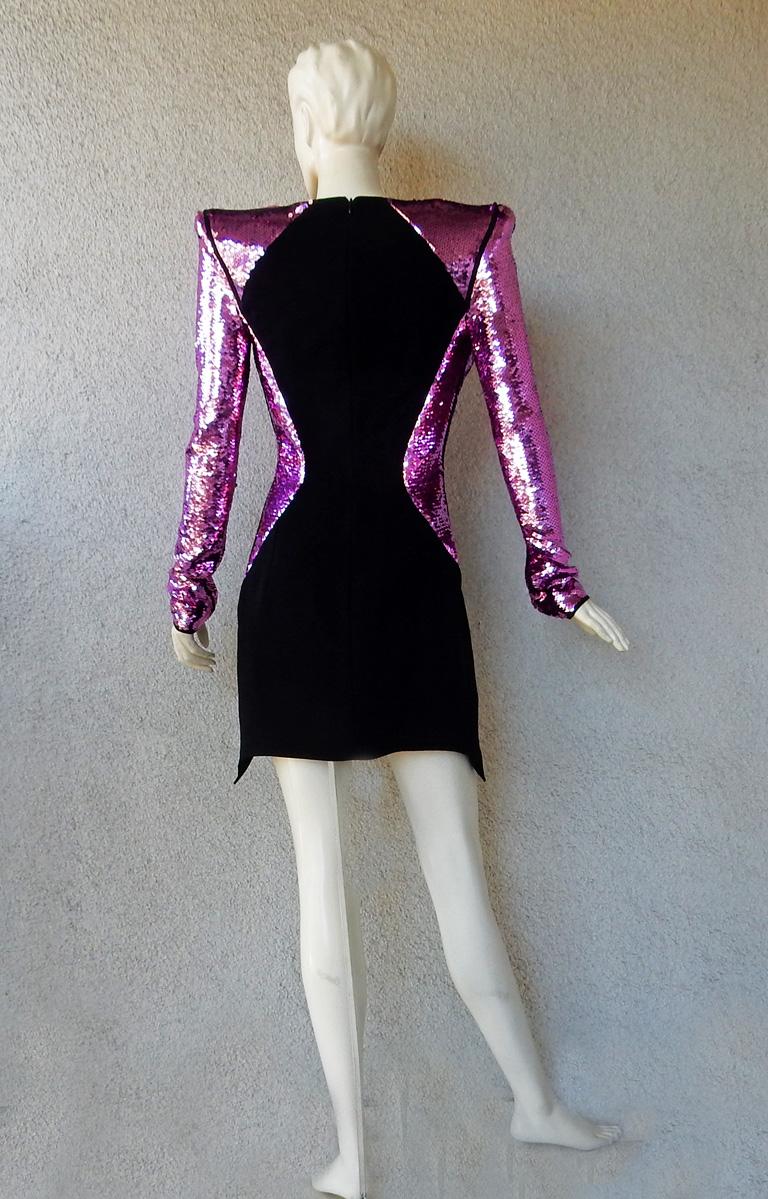 NWT Mugler Atomic Pink and Black Evening Dress In New Condition For Sale In Los Angeles, CA
