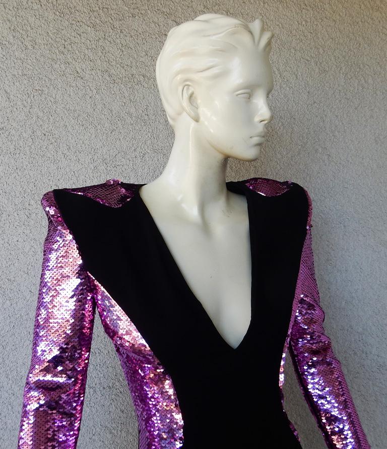 NWT Mugler Atomic Pink and Black Evening Dress For Sale 1
