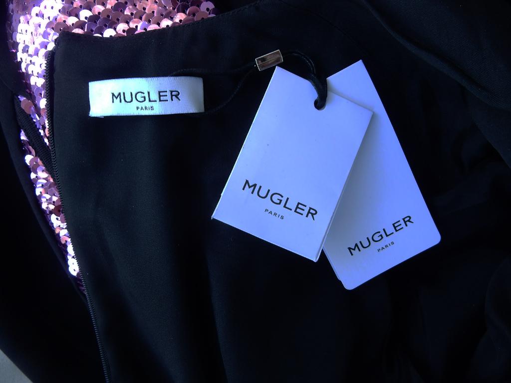 Women's NWT Mugler Atomic Pink and Black Evening Dress For Sale