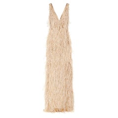 NWT Museum Oscar De La Renta Ostrich Feather Crystal-Embellished Tulle Dress 8