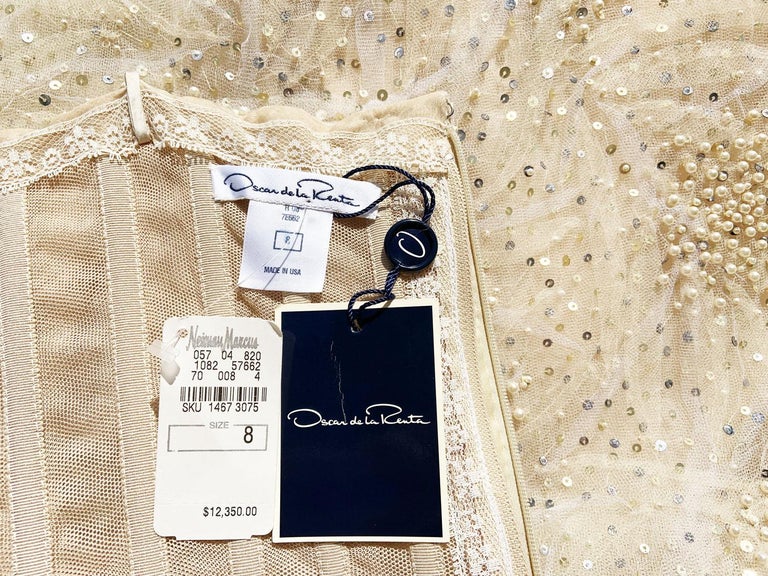 oscar de la renta beaded dress Rosette Bugle Bead Column Gown main image 0