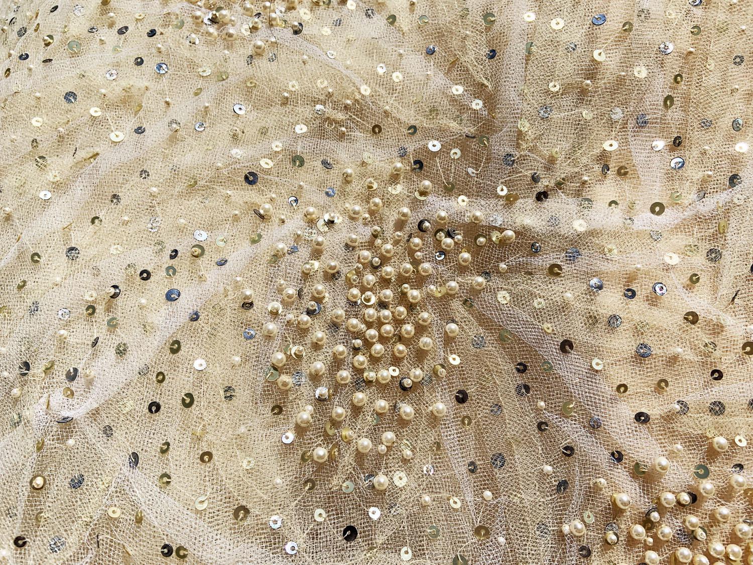 NWT $ 12350 Oscar de la Renta 2008 Collection Champagne Fully Beaded Dress US 8 For Sale 2