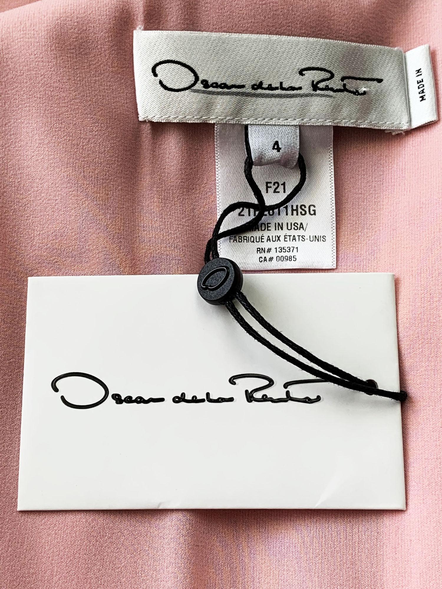 NWT Oscar De La Renta F/W 2021 Flower Embroidery Pink Maxi Silk Dress Gown 6