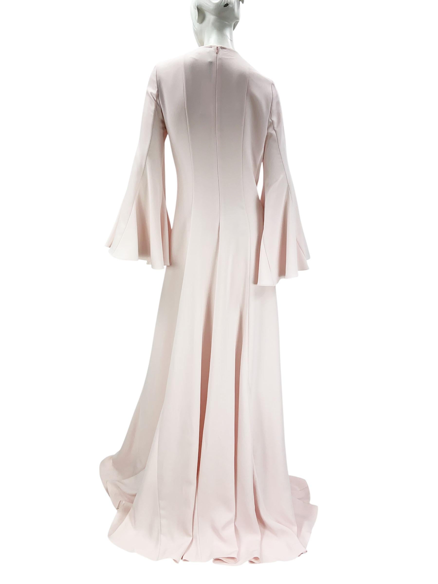De las mujeres NWT Bata de crepé de seda rosa pastel con mangas de campana de Oscar De La Renta talla L en venta