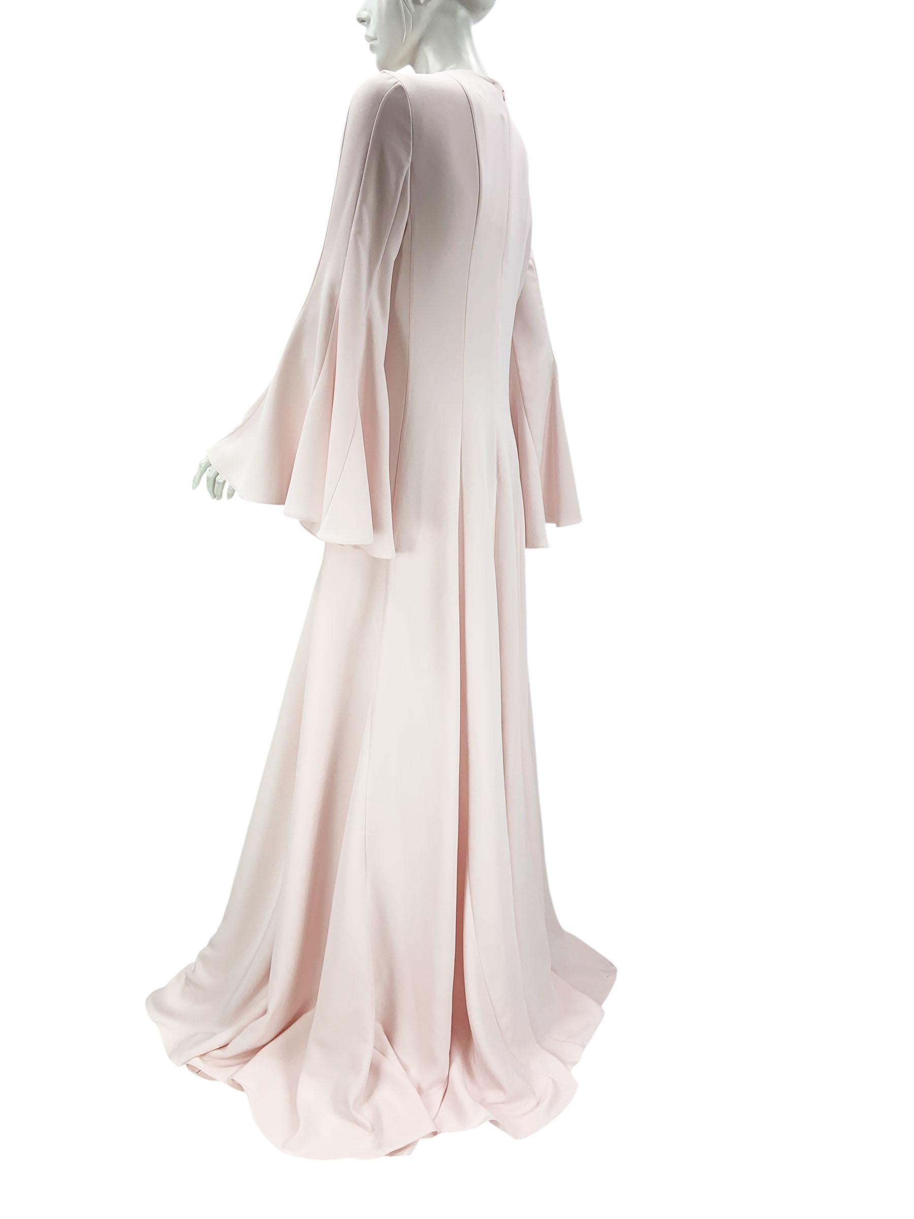 NWT Bata de crepé de seda rosa pastel con mangas de campana de Oscar De La Renta talla L en venta 1