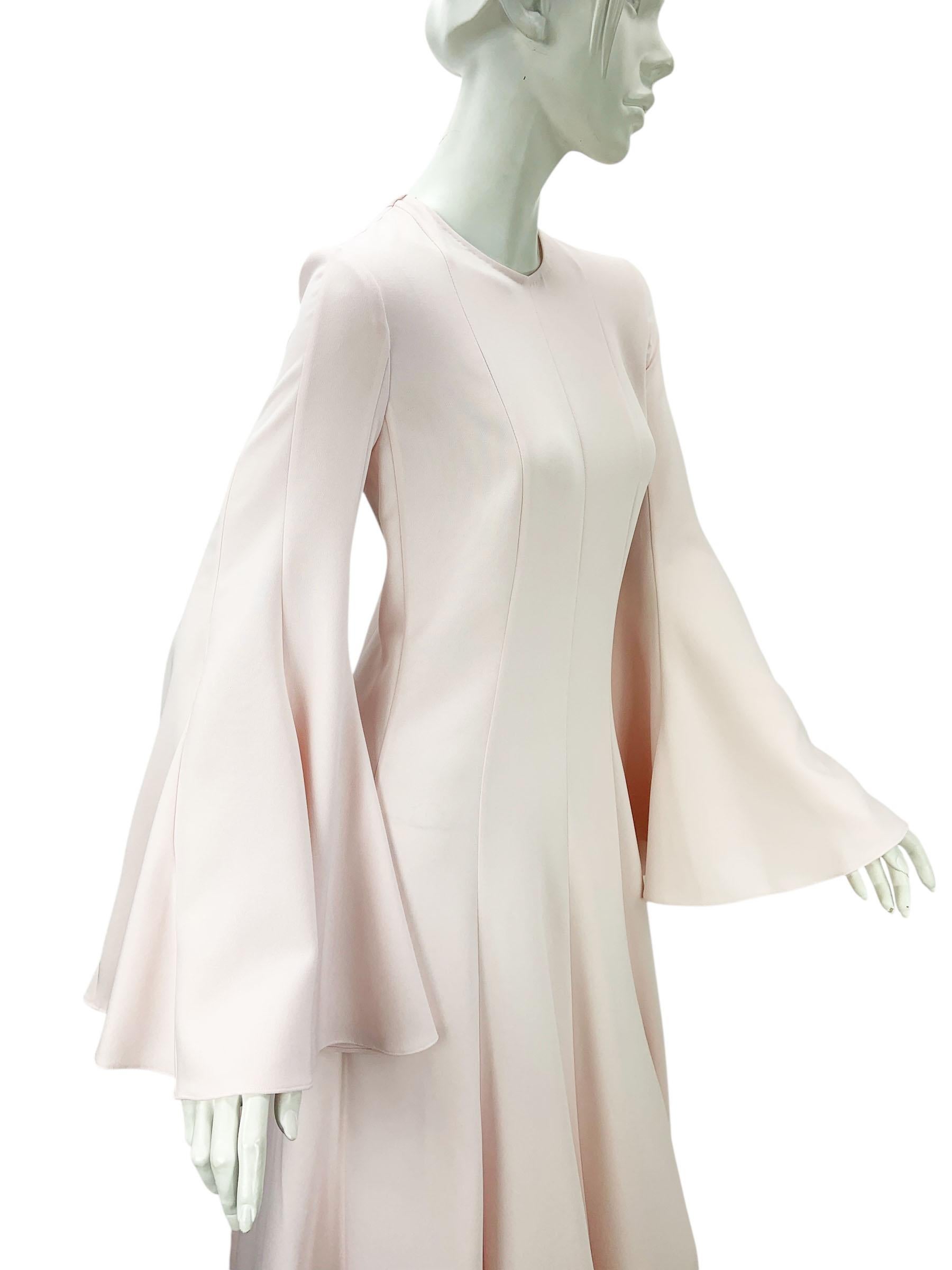 NWT Bata de crepé de seda rosa pastel con mangas de campana de Oscar De La Renta talla L en venta 3