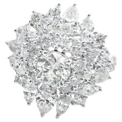 Bague en platine avec diamants taille fantaisie de 3,34 carats et pierre centrale ronde PT950, neuve avec étiquette