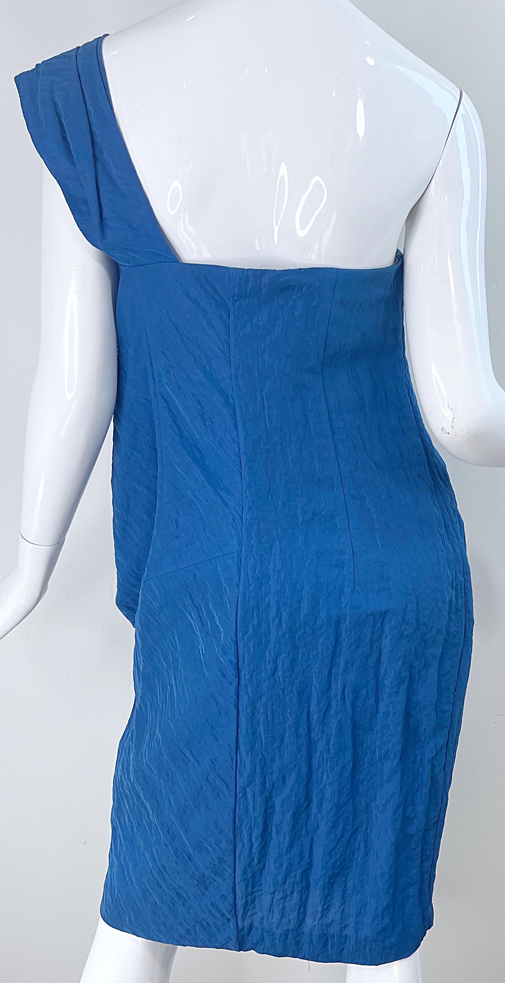 NEU Ports 1961 Laufsteg Frühjahr 2011 Größe 10 Blaues griechisches One-Shoulder-Kleid im Angebot 8