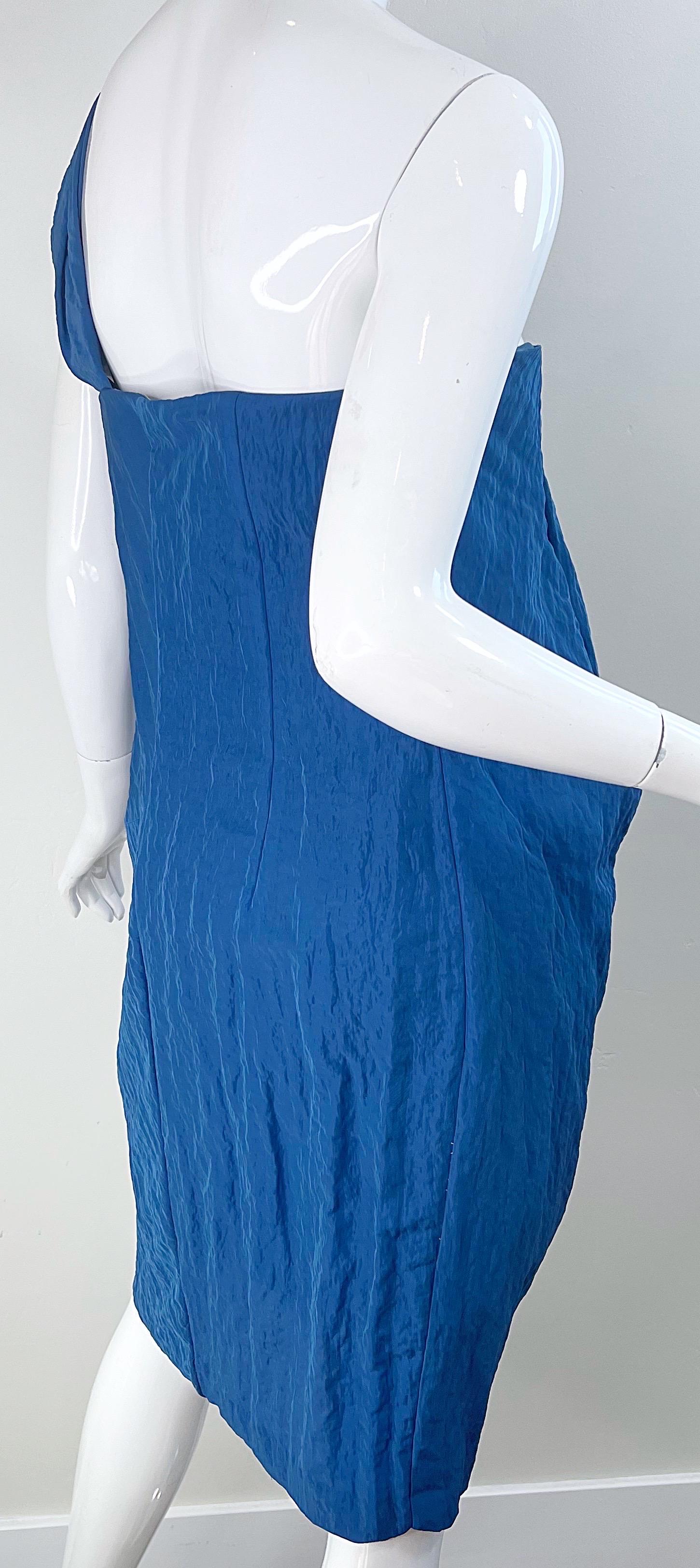NEU Ports 1961 Laufsteg Frühjahr 2011 Größe 10 Blaues griechisches One-Shoulder-Kleid im Angebot 5