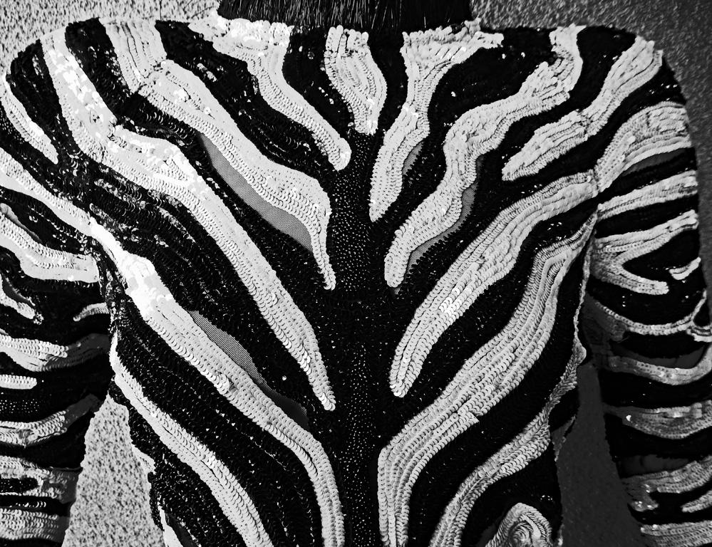 NWT Rare $23K Tom Ford Perlen Zebra Straußenfeder Kleid Kleid  Roter Teppich! im Angebot 1