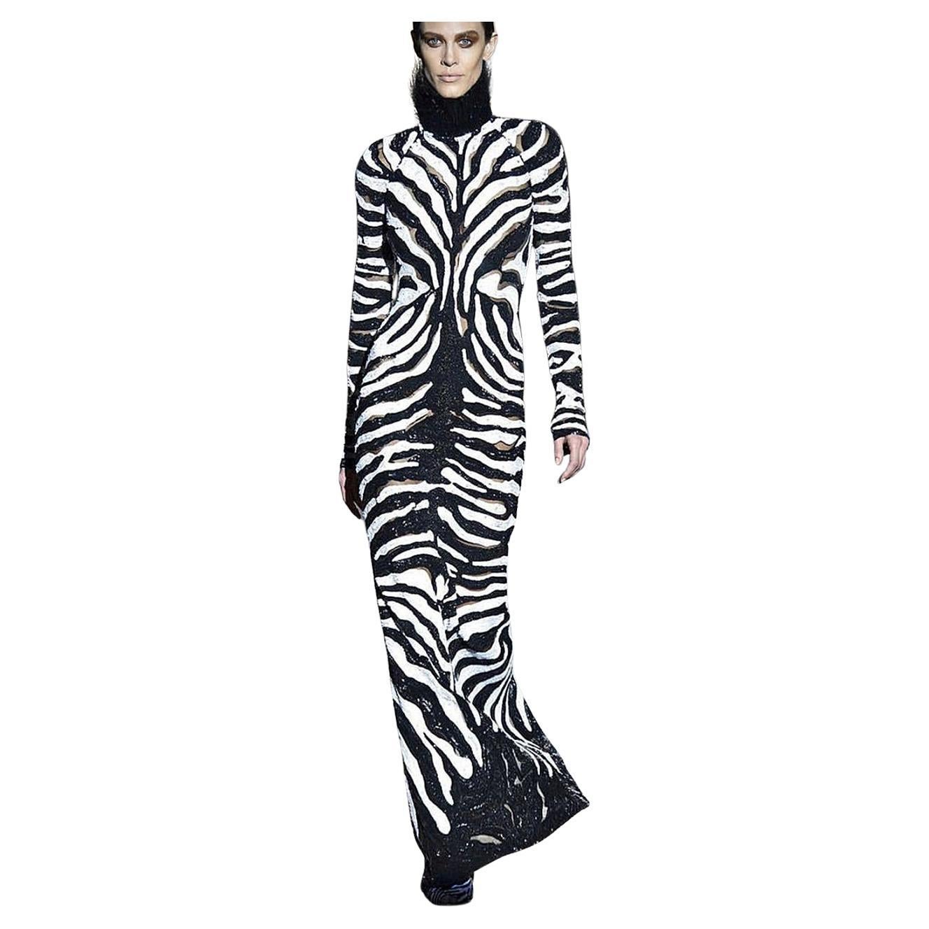 NWT Rare $23K Tom Ford Perlen Zebra Straußenfeder Kleid Kleid  Roter Teppich! im Angebot