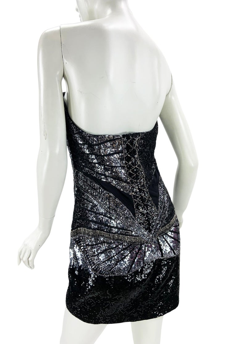 square neckline black dress Nelly Silver & Black Sequin Dress with Bow – Theme NYC