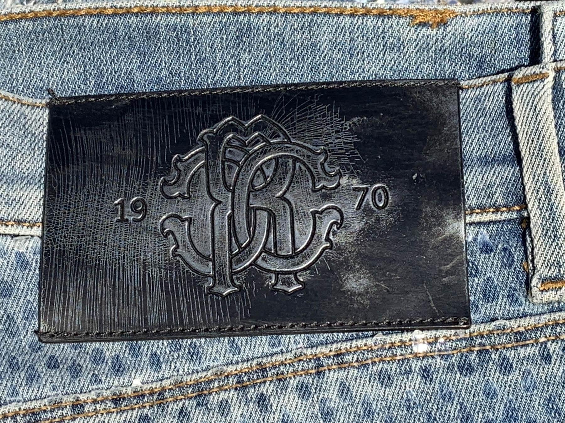 NWT Roberto Cavalli Fully Beaded Blue Slim Fit Jeans Italian 42 For Sale 4
