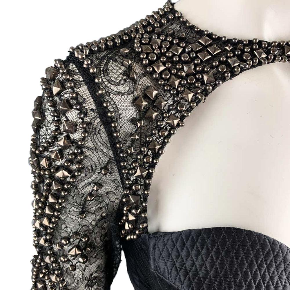 NWT Roberto Cavalli FW 2005 Black Bustier Velvet Lace Studded Dress It 44 - US 8 For Sale 2