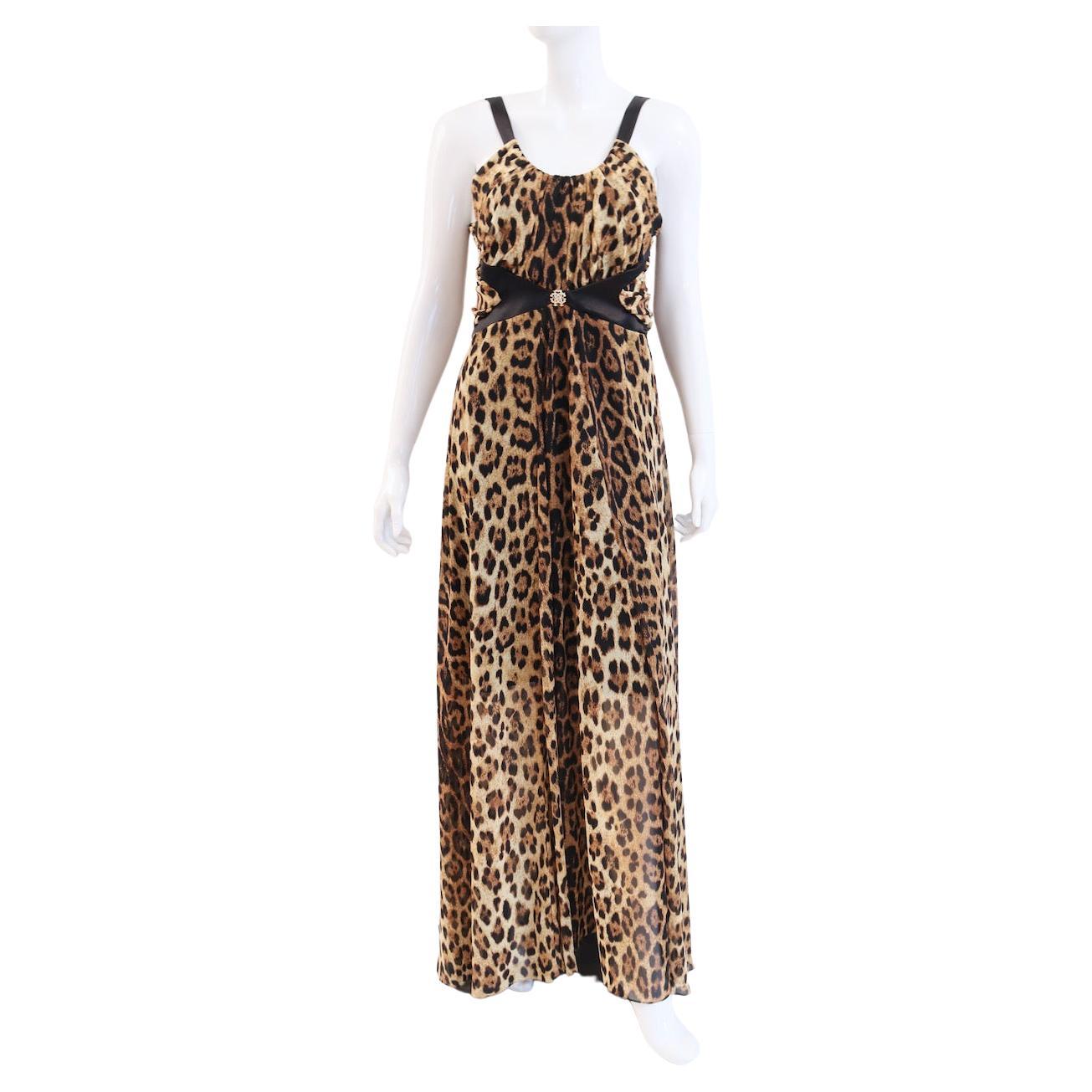 NWT ROBERTO CAVALLI Leopard Print Gown For Sale at 1stDibs
