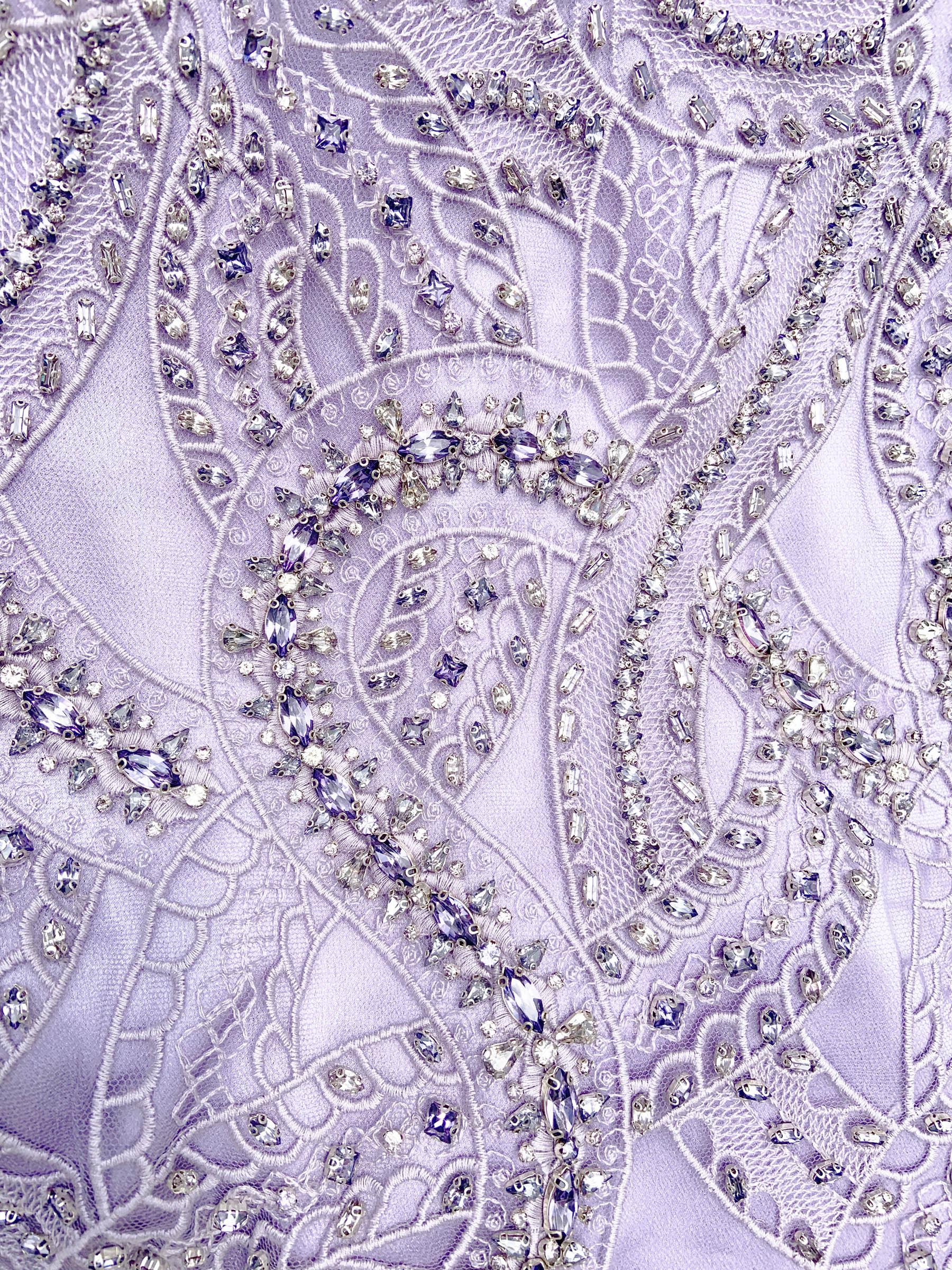 NWT Roberto Cavalli Light Purple Crystal Embellished Mini Dress Italian 40, 42 For Sale 6