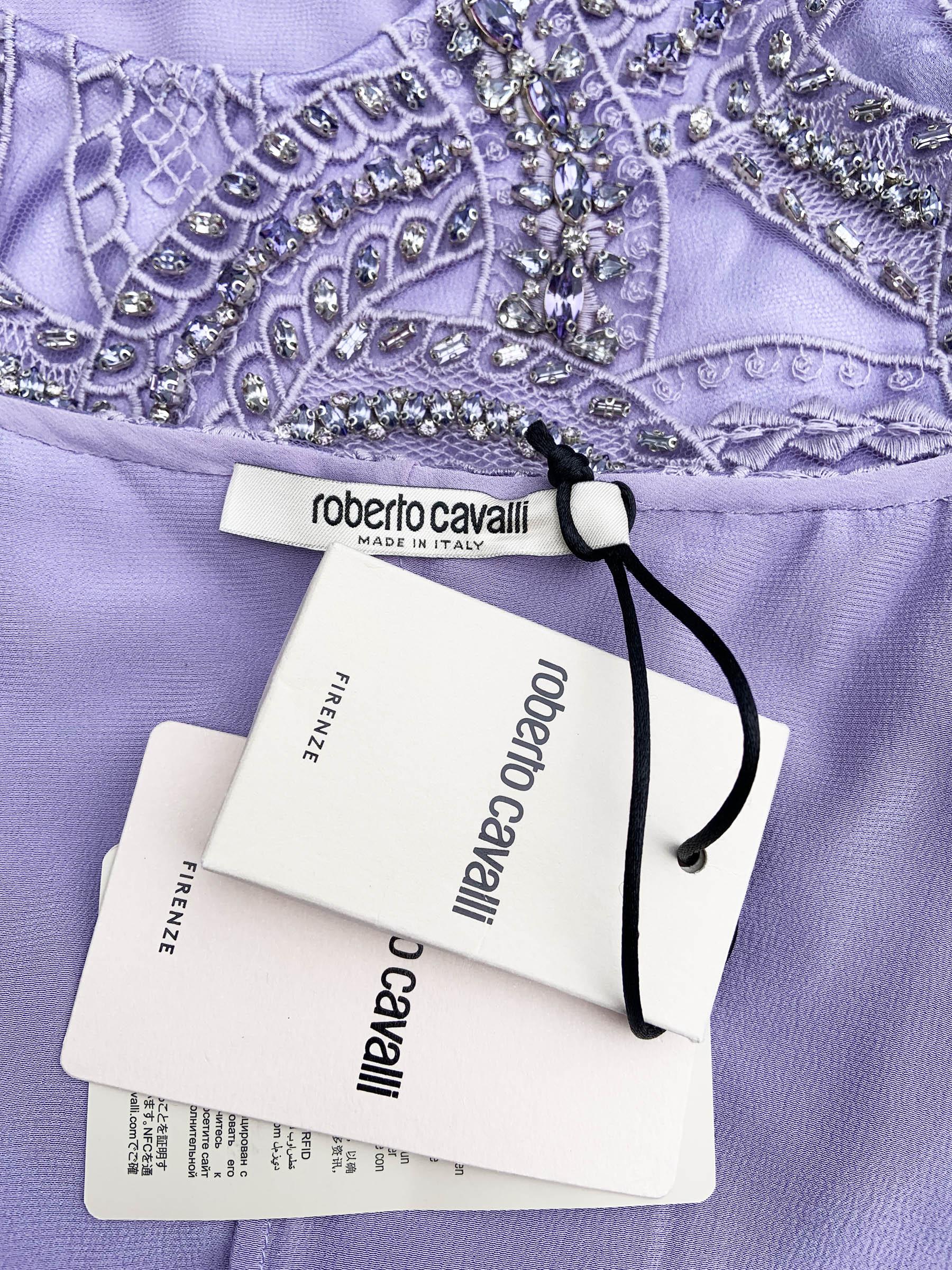 NWT Roberto Cavalli Light Purple Crystal Embellished Mini Dress Italian 40, 42 For Sale 7