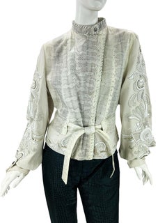 NWT Roberto Cavalli Snake Print Leather with Beaded Statement Sleeves Italian 44
