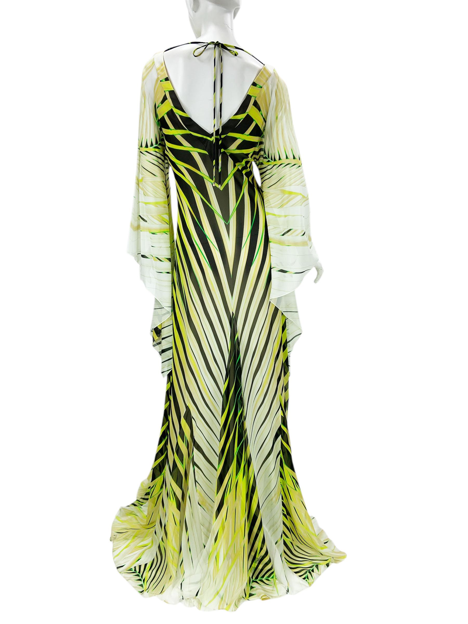 De las mujeres NWT Roberto Cavalli SS 2015 Vestido de seda con estampado de bambú y mariposas It 38 Oversize en venta