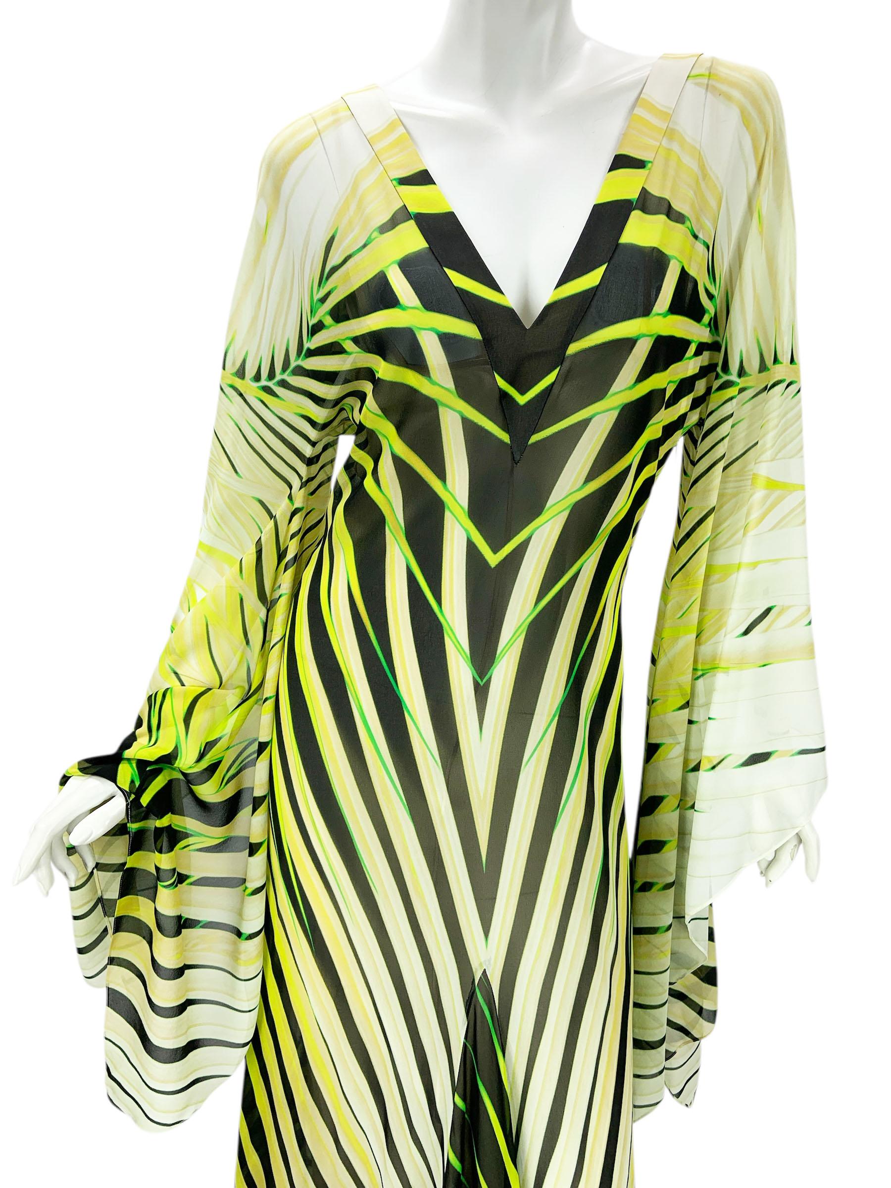 NWT Roberto Cavalli SS 2015 Vestido de seda con estampado de bambú y mariposas It 38 Oversize en venta 1