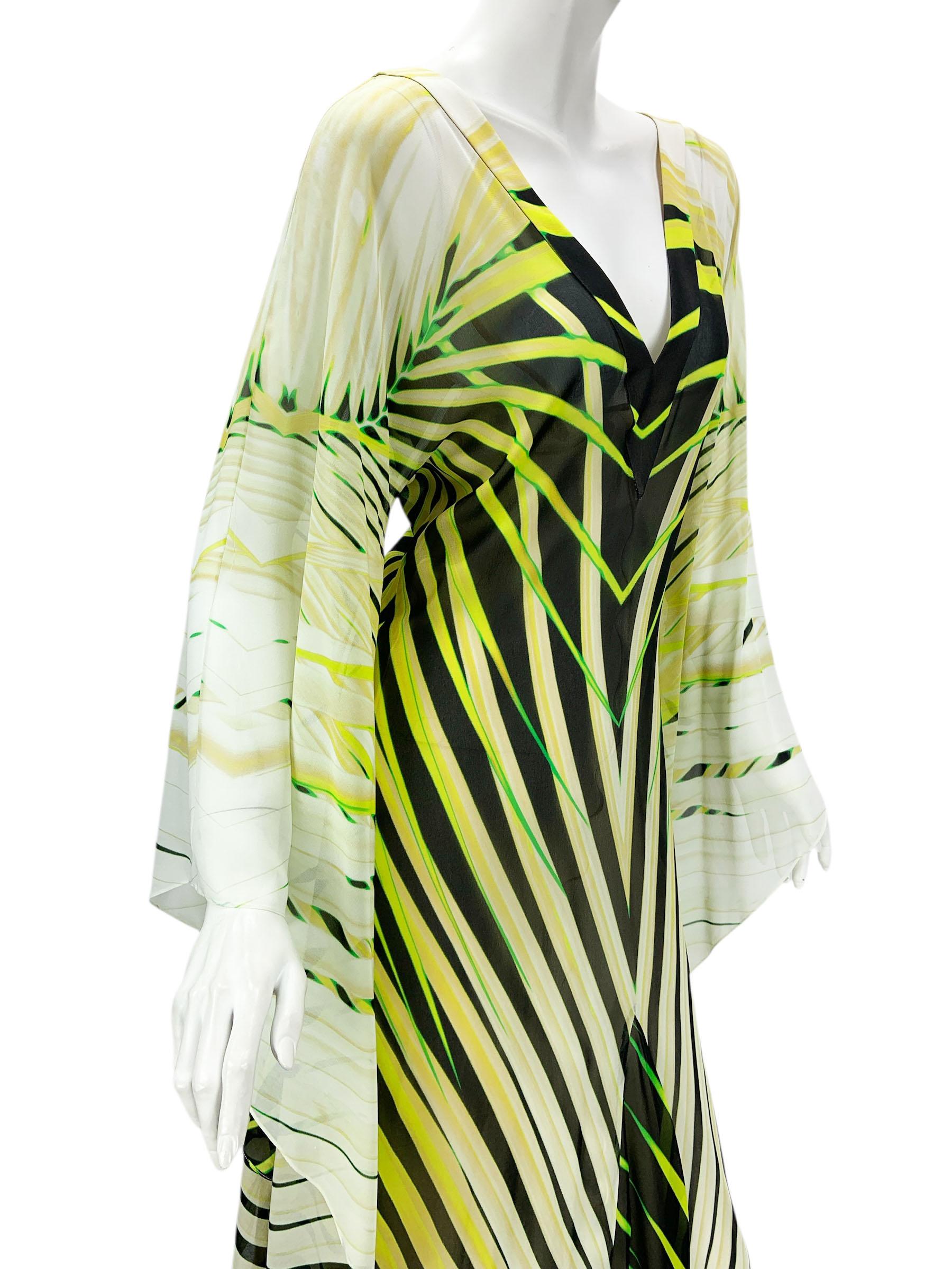 NWT Roberto Cavalli SS 2015 Vestido de seda con estampado de bambú y mariposas It 38 Oversize en venta 2