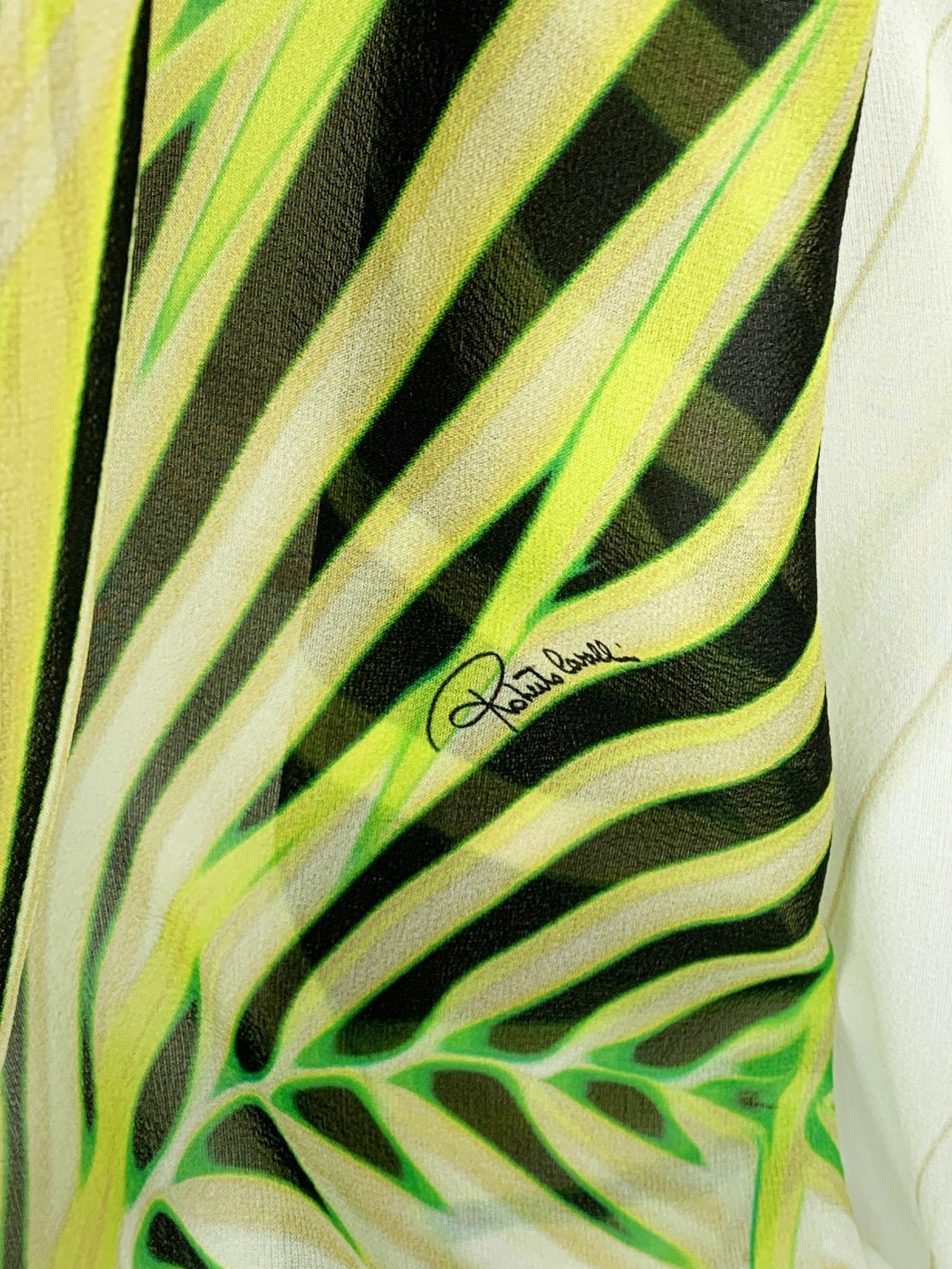 NWT Roberto Cavalli SS 2015 Vestido de seda con estampado de bambú y mariposas It 38 Oversize en venta 3