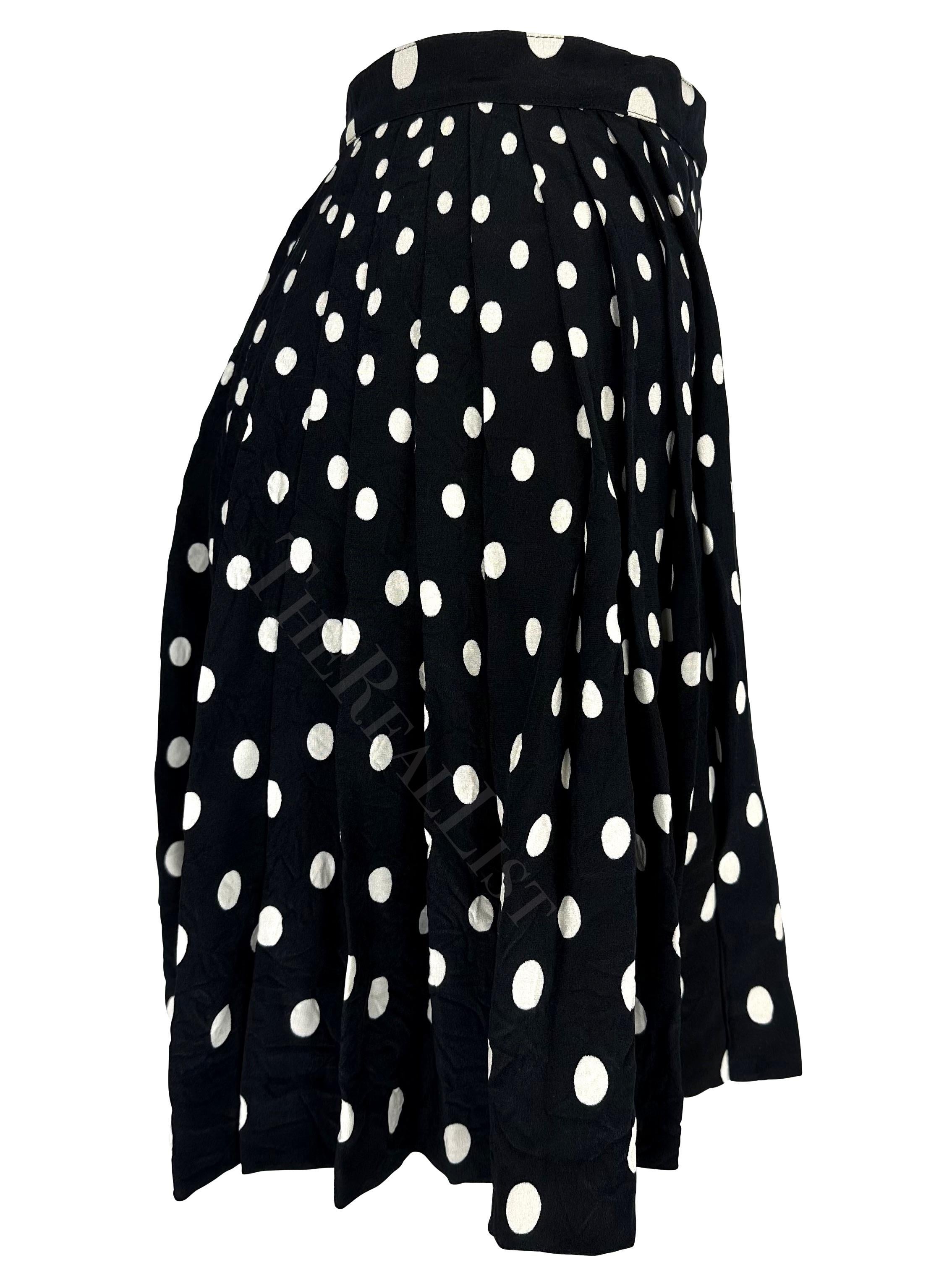 NWT S/S 1994 Gianni Versace Black White Polka Dot Pleated Wrap Skirt For Sale 1