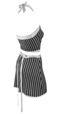 NWT S/S 1995 Dolce & Gabbana Silver Metallic Knit Halter Crop Top Wrap Skirt Set