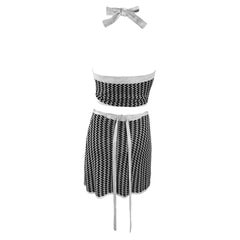 NWT S/S 1995 Dolce & Gabbana Silver Metallic Knit Halter Crop Top Wrap Skirt Set