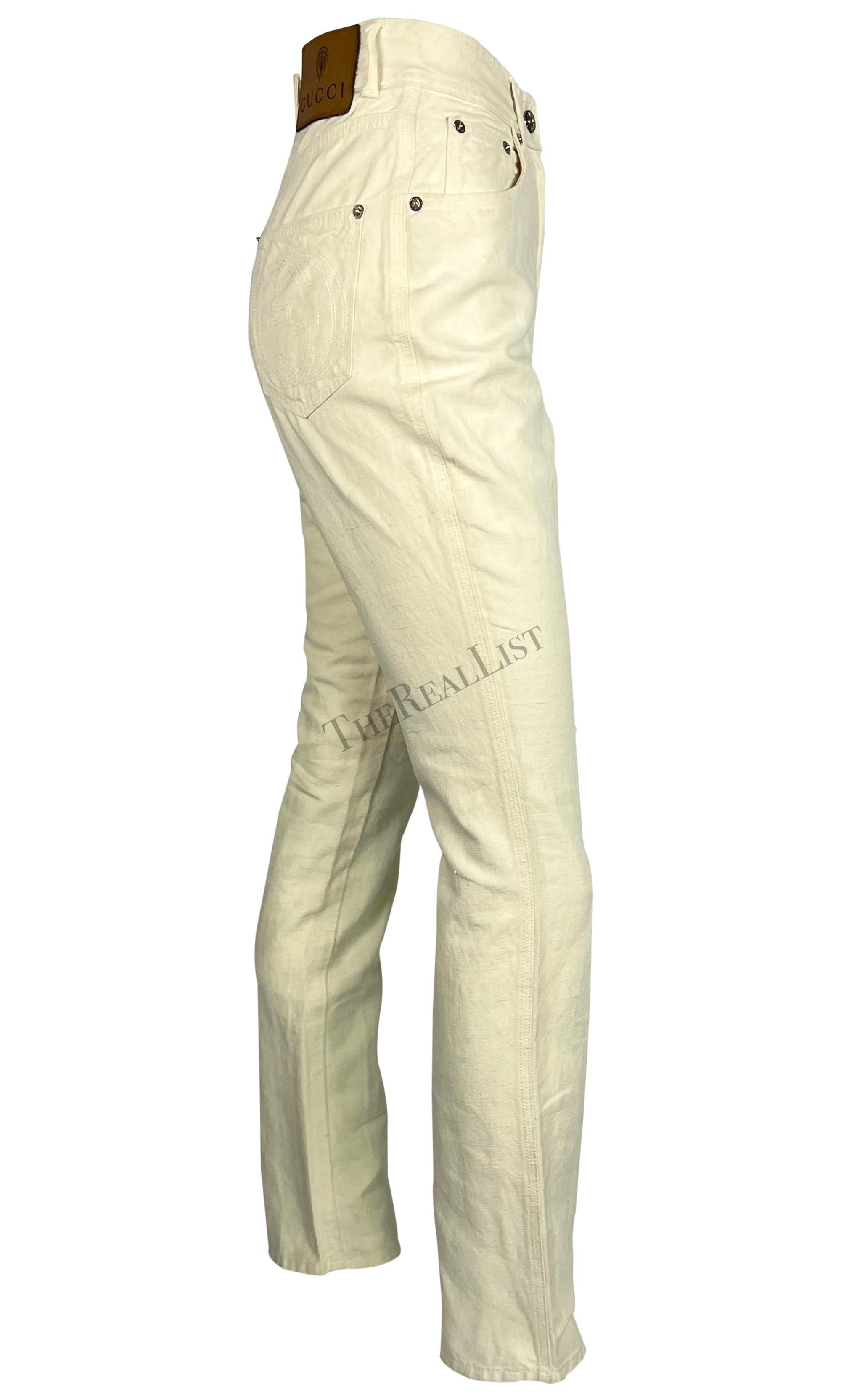 De las mujeres NWT S/S 1995 Gucci by Tom Ford GG Crema Algodón Lino Jeans en venta