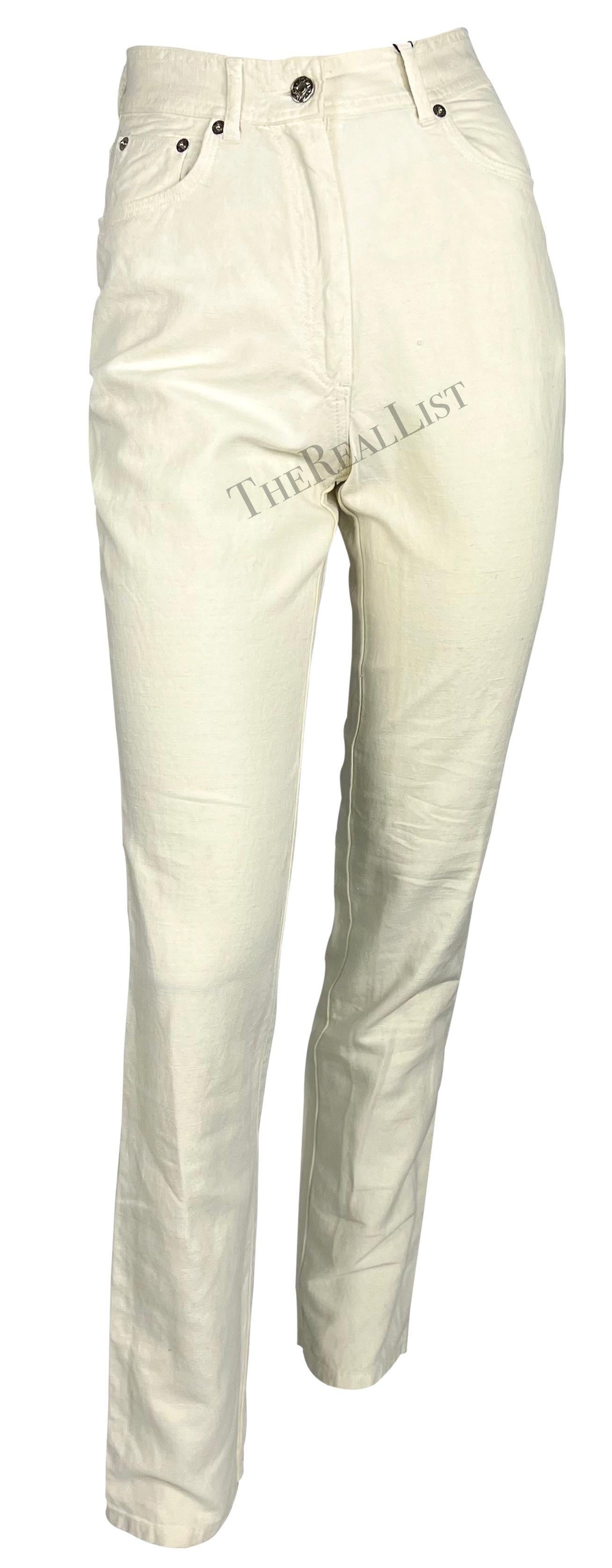 NWT S/S 1995 Gucci by Tom Ford GG Crema Algodón Lino Jeans en venta 2