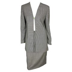 NWT S/S 1998 Gianni Versace by Donatella Houndstooth Tunic Suit Green Lining