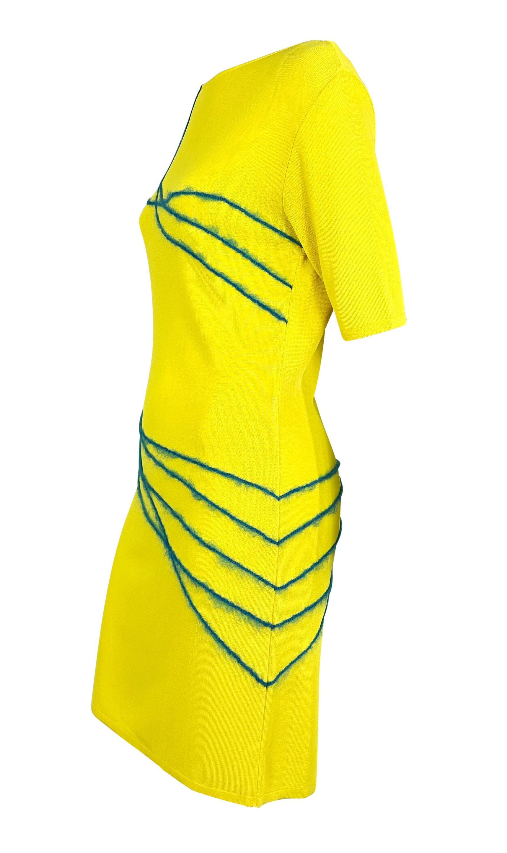 NWT S/S 1998 Gianni Versace by Donatella Yellow Knit Dress In Excellent Condition For Sale In West Hollywood, CA