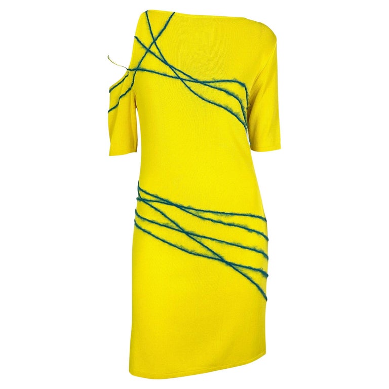 NWT S/S 1998 Gianni Versace by Donatella Yellow Knit Dress For Sale at  1stDibs | versace ss98