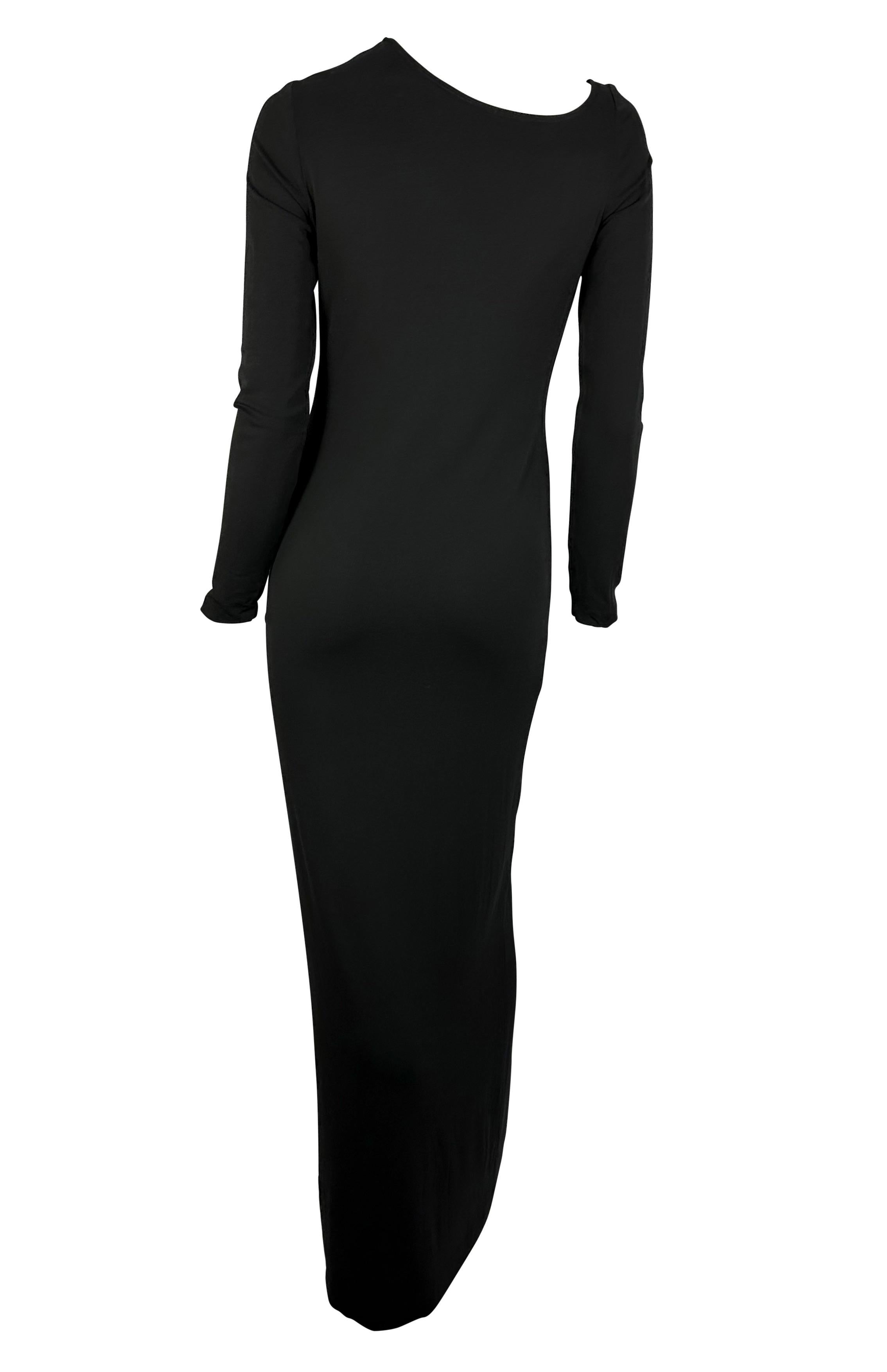 Women's NWT S/S 1998 Gucci by Tom Ford Asymmetric Neckline Black Jersey Stretch Gown For Sale