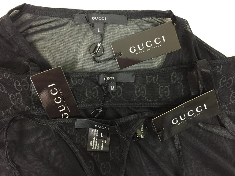 NWT S/S 1998 Gucci Tom Ford Black Crystal Logo Monogram Panty Bra and