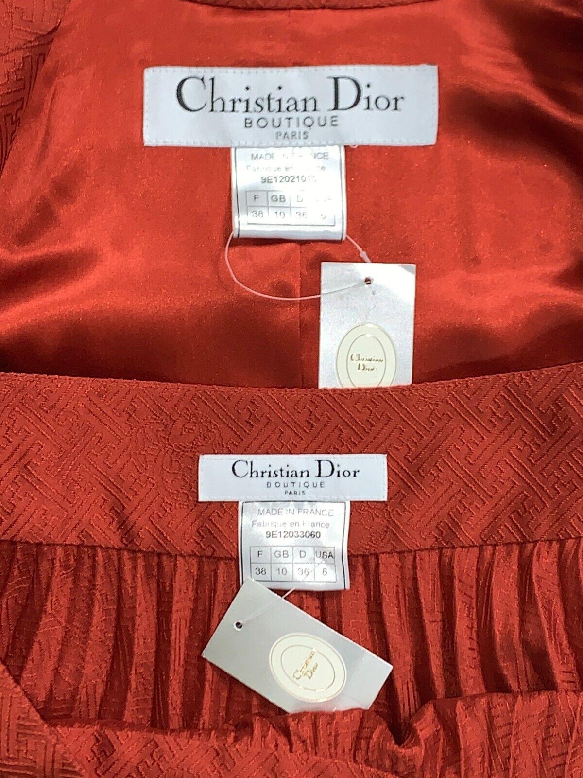 Red NWT S/S 1999 Christian Dior John Galliano Runway Chinoiserie Orange Skirt Suit