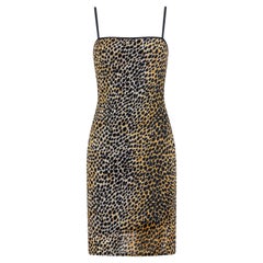 NWT S/S 1999 Dolce & Gabbana Cheetah Print Mesh Overlay Bodycon Mini Beach Dress