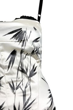 NWT S/S 1999 Dolce & Gabbana Hand-Painted White Satin Wrap Bustier Bralette Top