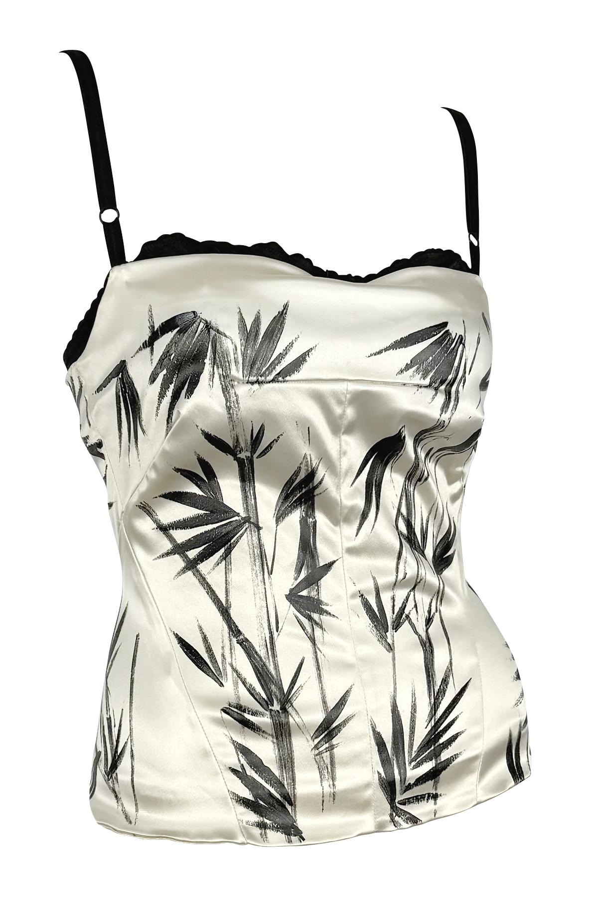 Grigio NWT S/S 1999 Dolce & Gabbana - Dipinto a mano in raso bianco - Bustier Bralette Top in vendita