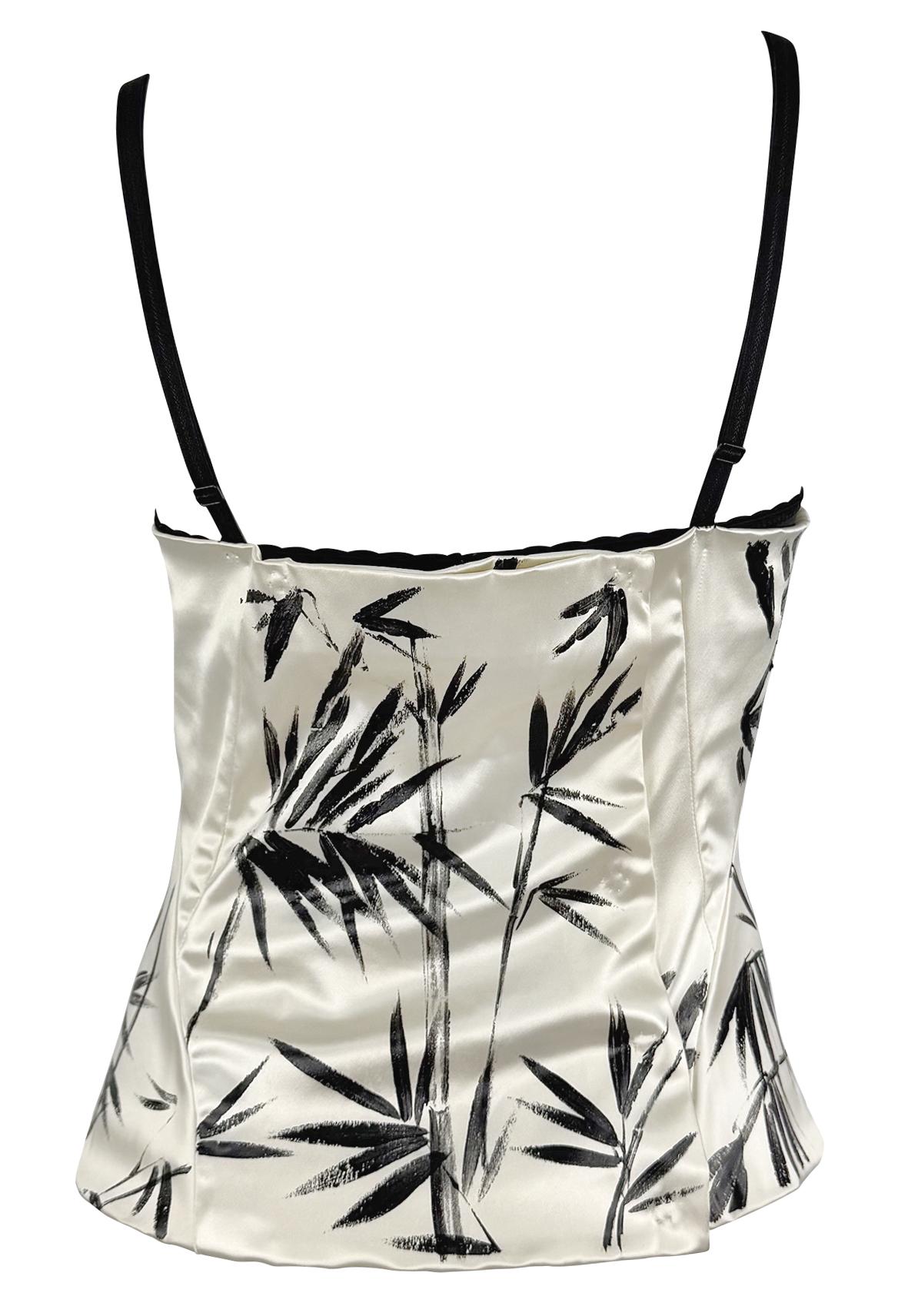 Donna NWT S/S 1999 Dolce & Gabbana - Dipinto a mano in raso bianco - Bustier Bralette Top in vendita