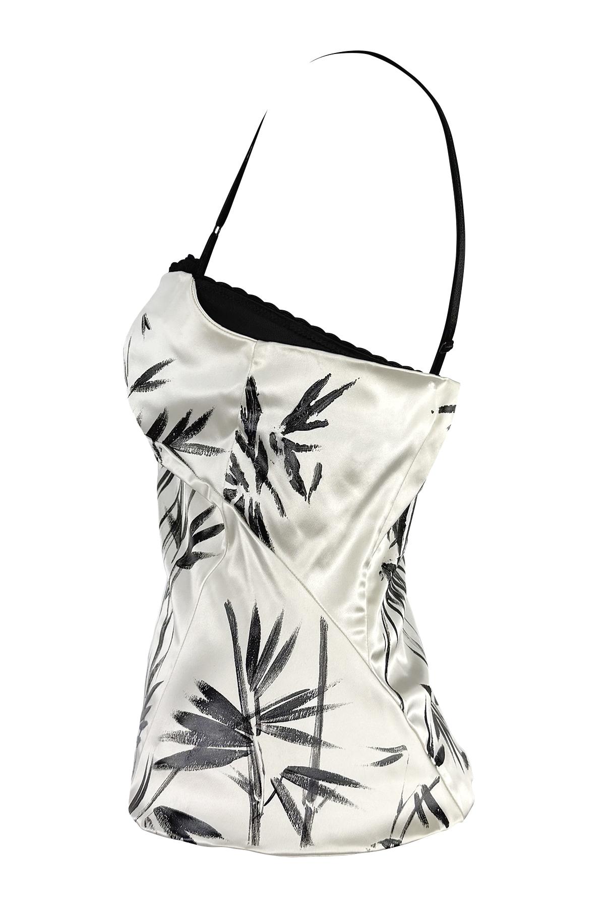 NWT S/S 1999 Dolce & Gabbana - Dipinto a mano in raso bianco - Bustier Bralette Top in vendita 1