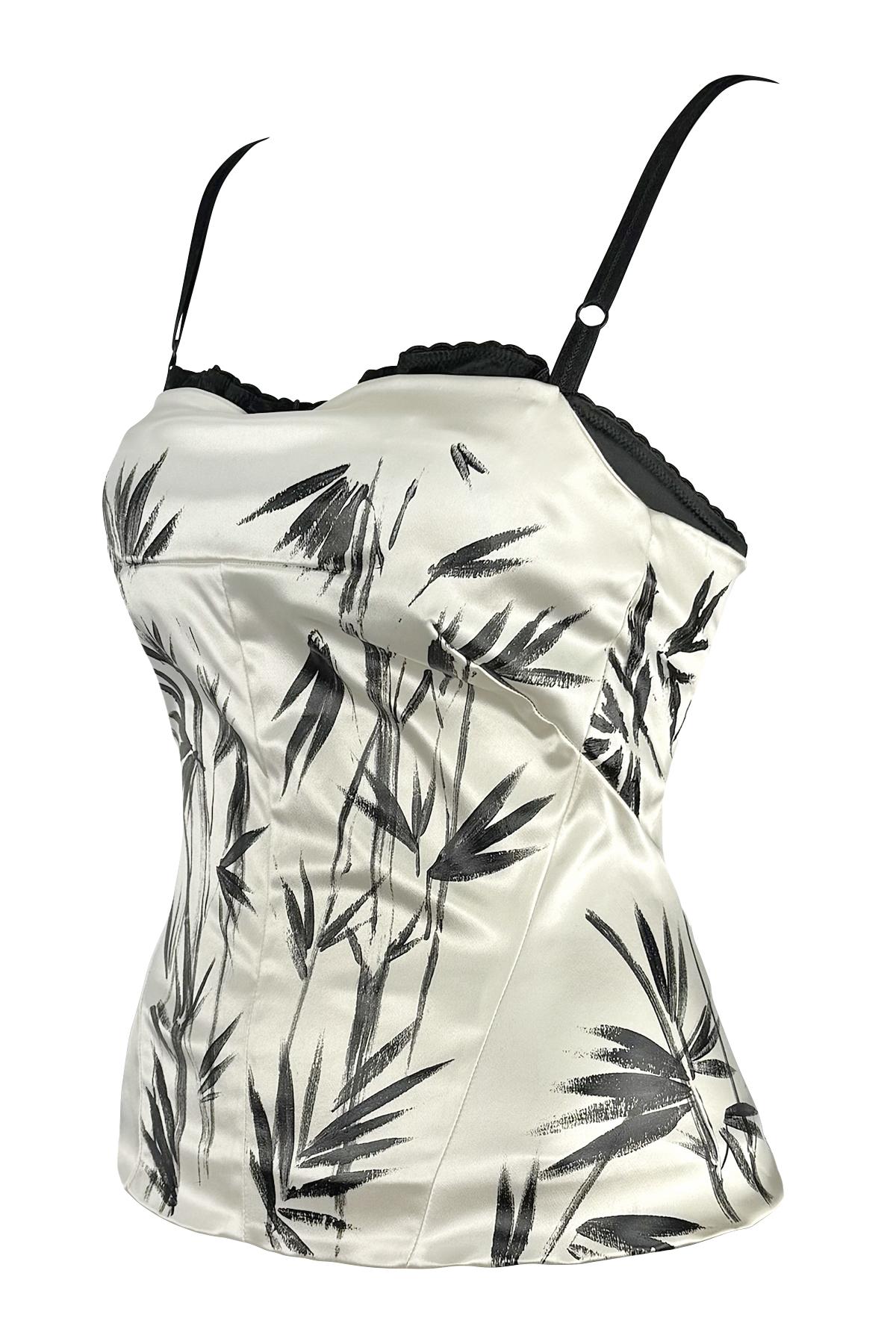NWT S/S 1999 Dolce & Gabbana - Dipinto a mano in raso bianco - Bustier Bralette Top in vendita 2