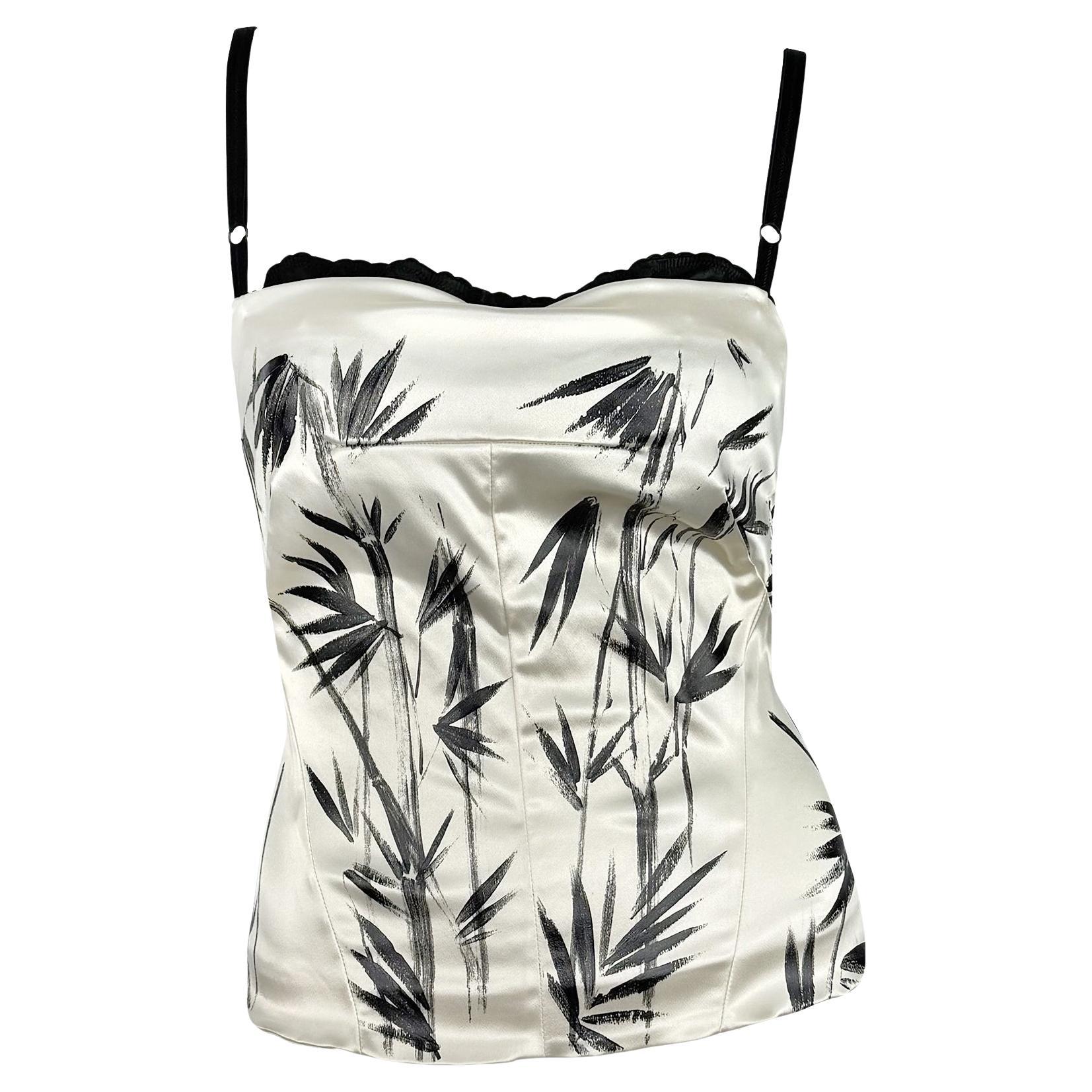 NWT S/S 1999 Dolce & Gabbana - Dipinto a mano in raso bianco - Bustier Bralette Top