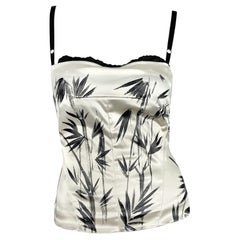 Vintage NWT S/S 1999 Dolce & Gabbana Hand-Painted White Satin Wrap Bustier Bralette Top