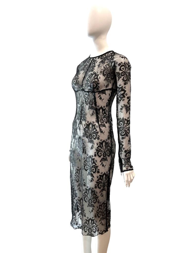 Black NWT S/S 1999 DOLCE & GABBANA Sheer Patent Lace Dress