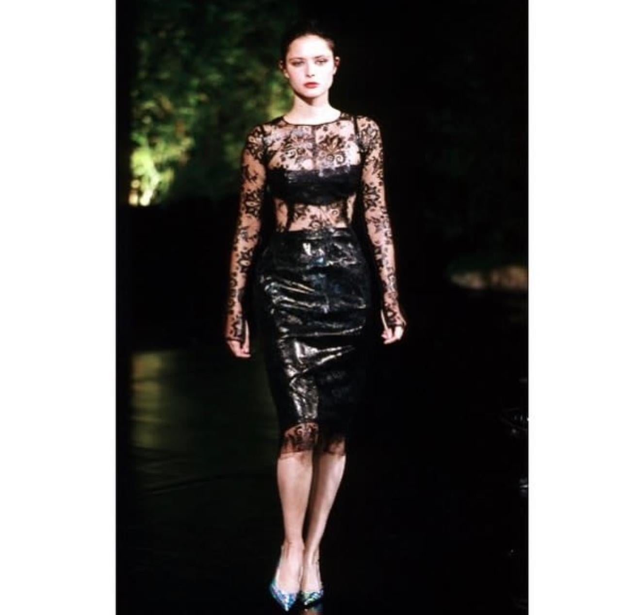 NWT S/S 1999 DOLCE & GABBANA Sheer Patent Lace Dress 4